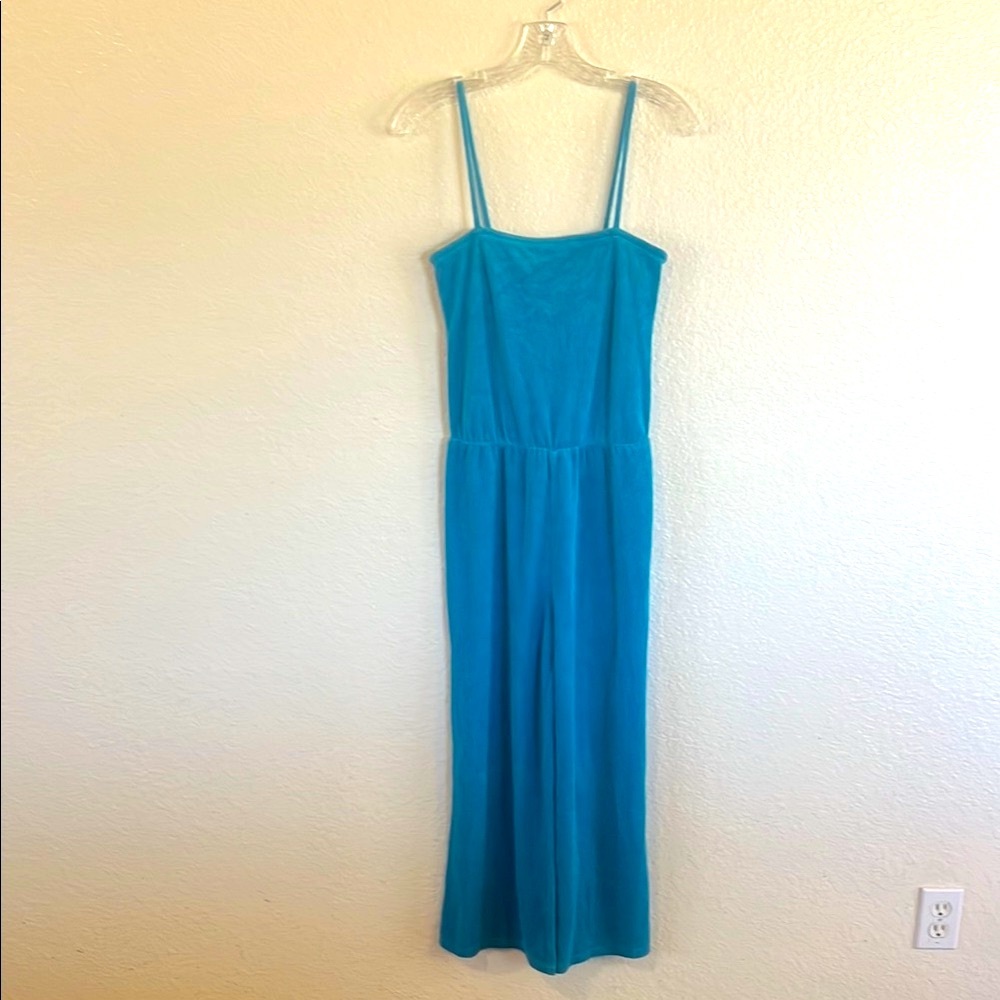 Juicy Couture Black Label Teal Blue Jumpsuit Size XS soft terry cloth